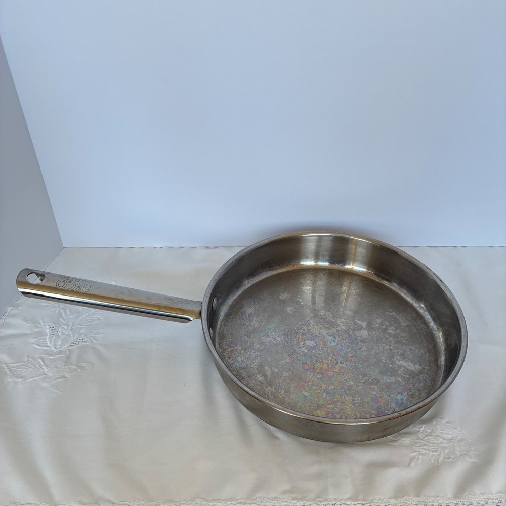 EKCO Frying Pan 10in Eterna 18/10 Stainless Steel Skillet Riveted  Chef Grade